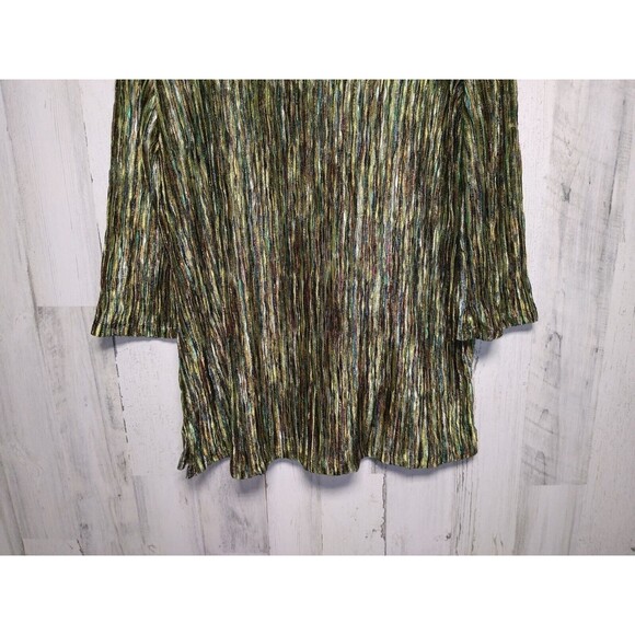 Vejaiz Designs Women’s Large Boat Neck 3/4 Sleeve Green Ripple Knit Top Art - Picture 2 of 7